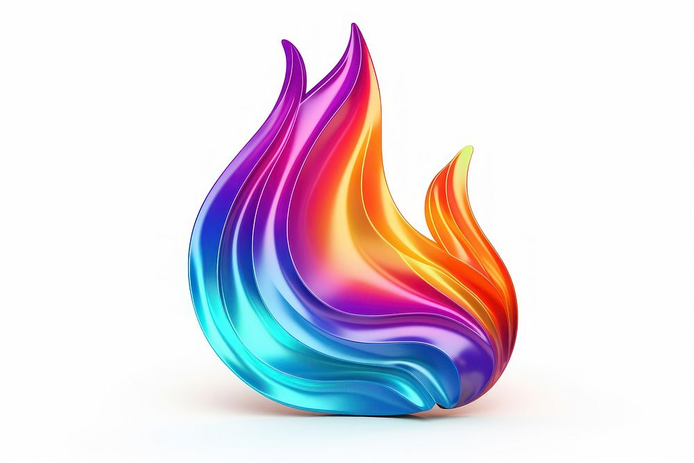Fire icon iridescent white background accessories creativity.