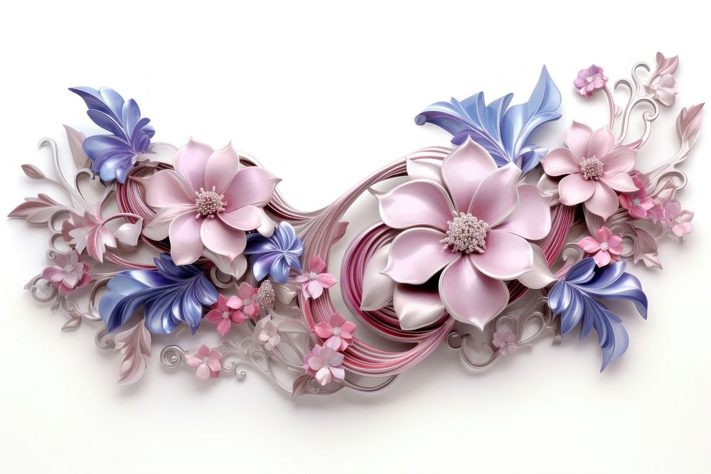 Flowers frame iridescent jewelry pattern brooch.