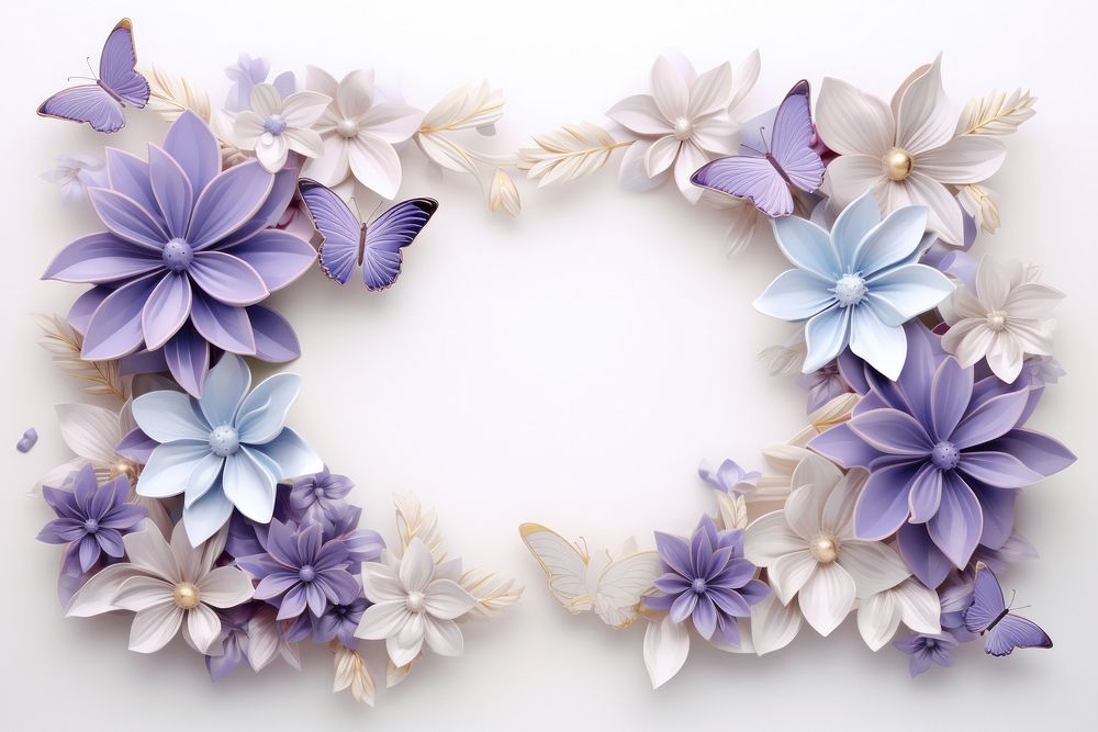 Flowers frame iridescent plant white background accessories.