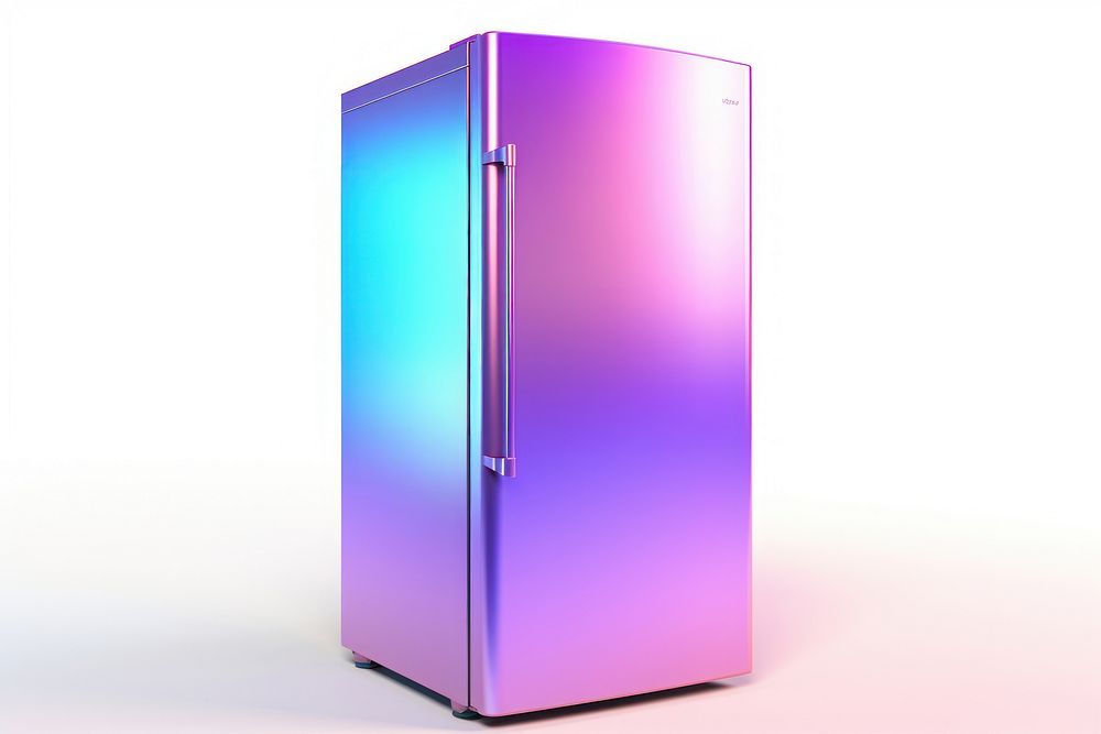 Fridge iridescent refrigerator appliance white background.
