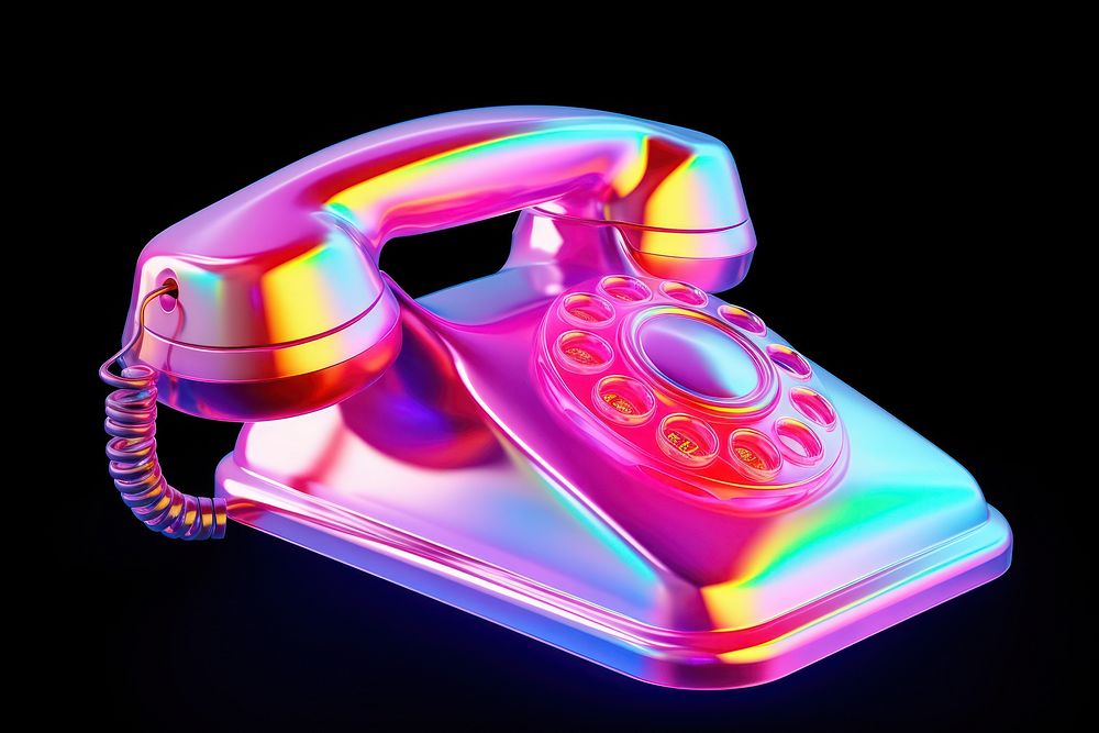 Phone shape iridescent illuminated electronics technology.