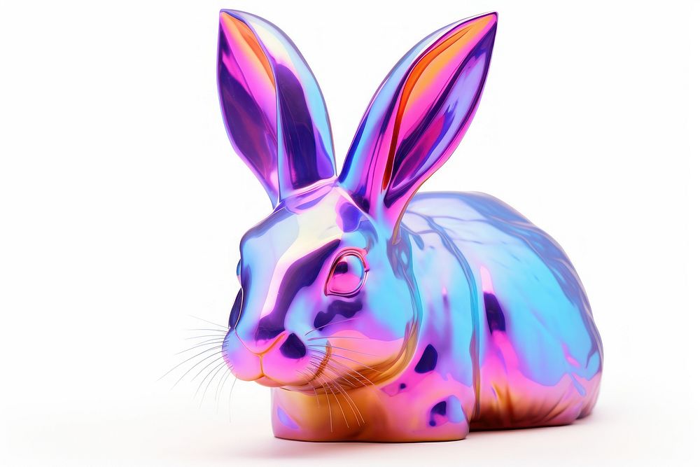 Rabbit iridescent animal mammal white background.