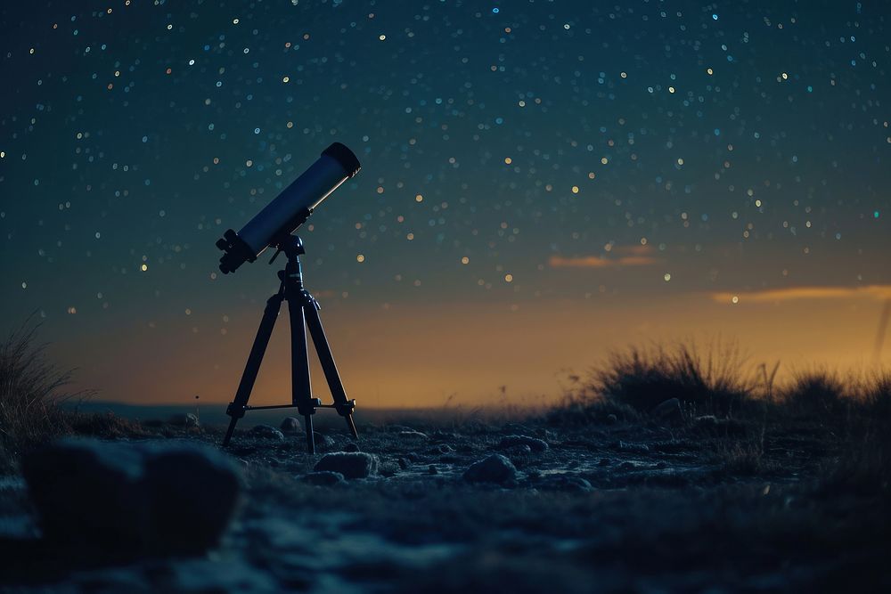 Astronomy telescope night outdoors.