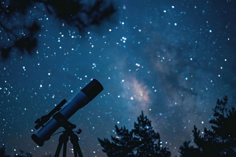 Astronomy telescope night outdoors.