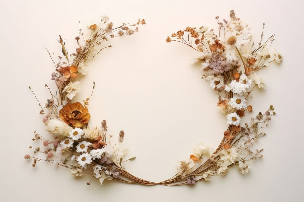 Floral frame dried flower jewelry wreath nature.