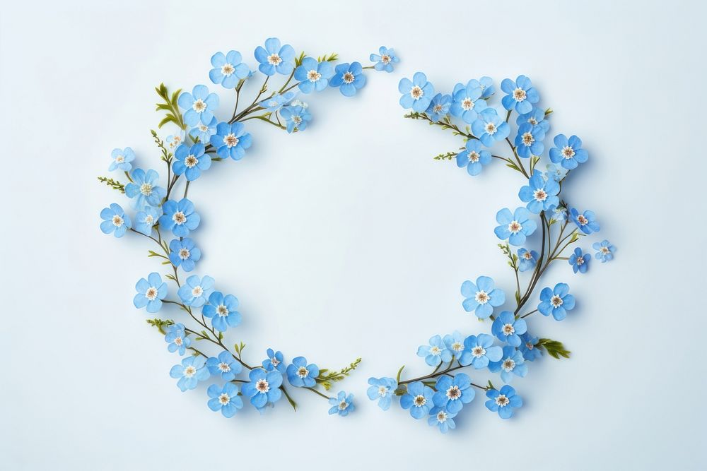 Floral frame forget me not flower blossom jewelry.