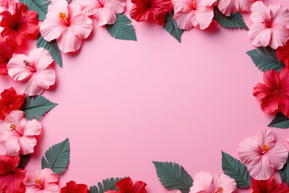 Floral frame hibiscus flower backgrounds nature.