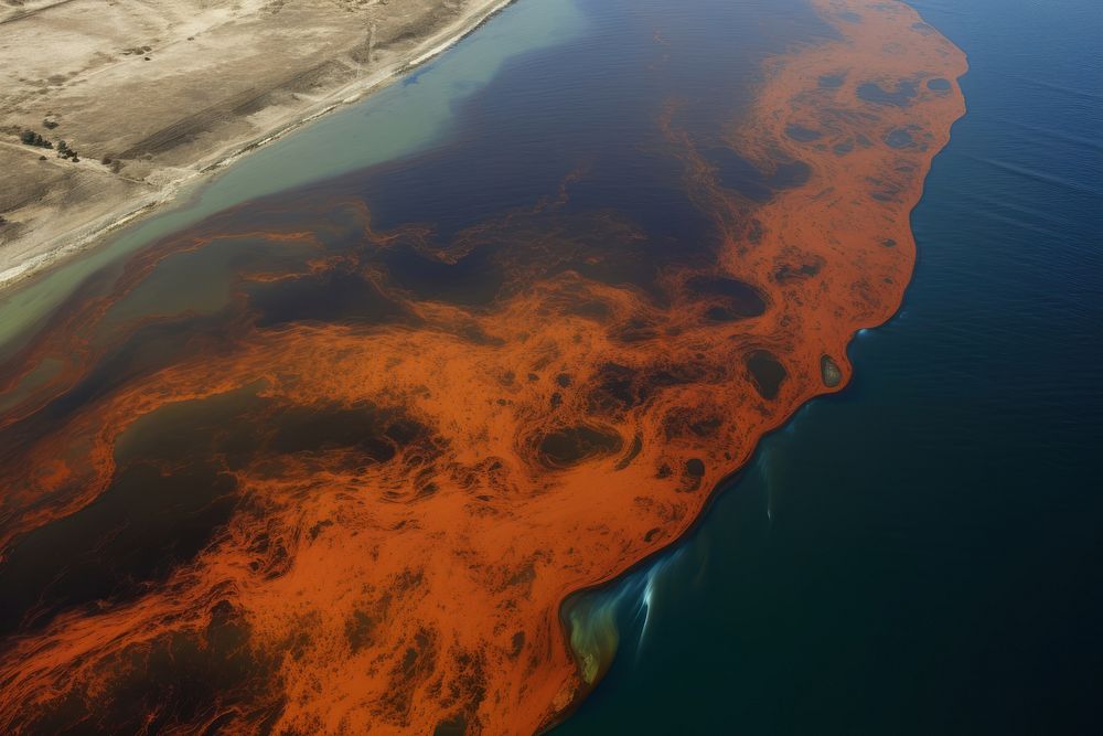 Oil tanker leaking oil in to the sea pollution outdoors nature. AI generated Image by rawpixel.