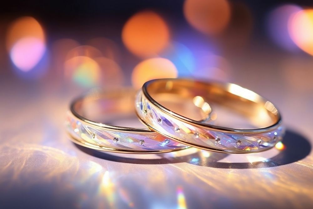 Wedding ring pattern bokeh effect background jewelry light gold.