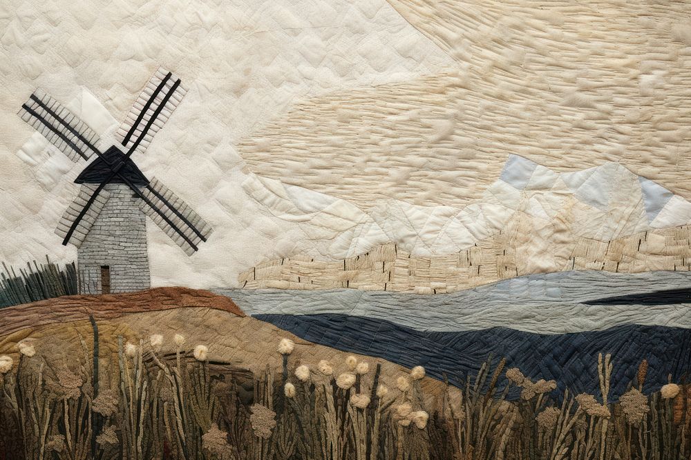 Windmill landscape outdoors textile.