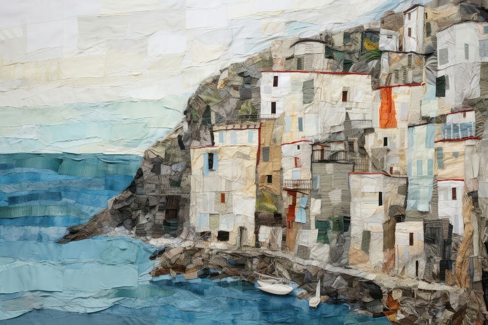 Amalfi coast painting land art.