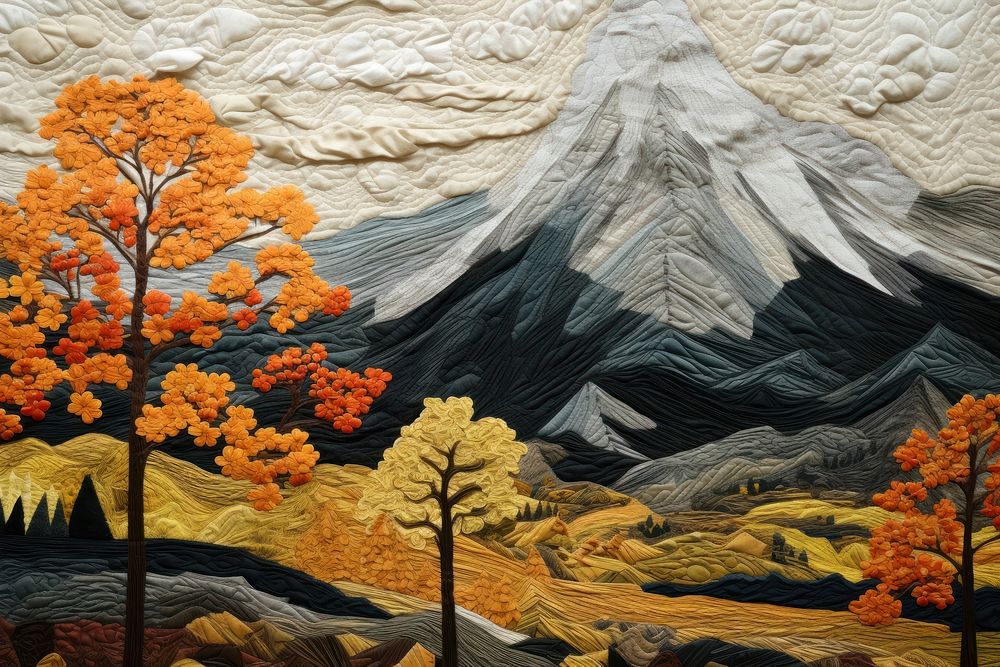 Autumn mountain landscape painting craft.