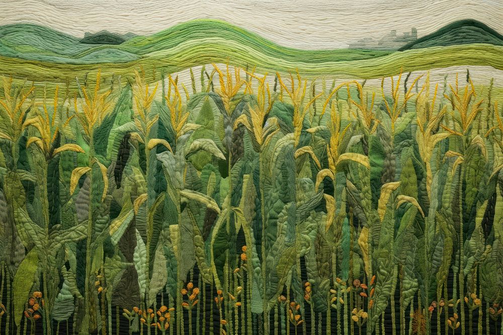 Corn field landscape outdoors painting.