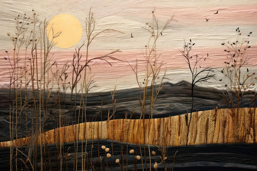 Harvest landscape painting art.