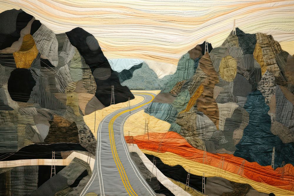 Highway landscape painting nature.