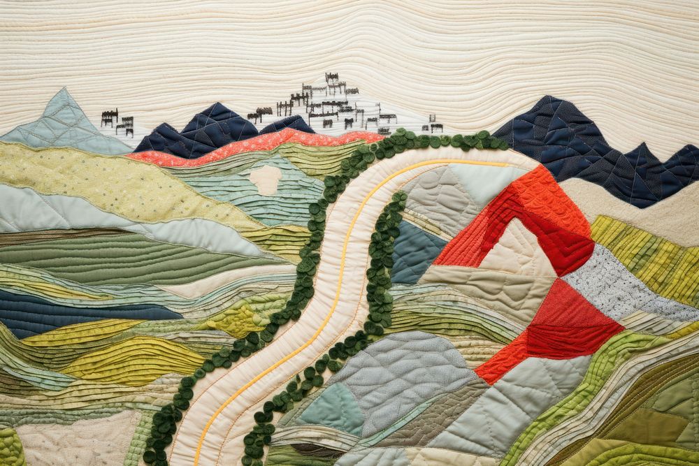 Quilt embroidery landscape quilting.