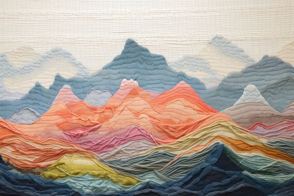 Mountain range landscape textile pattern.
