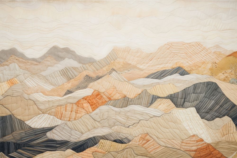 Mountain range landscape painting textile.