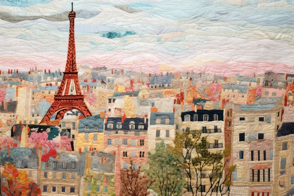 Paris landmarks architecture building painting.