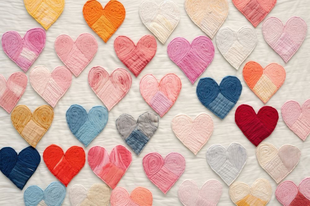 Pastel hearts pattern quilting textile backgrounds.