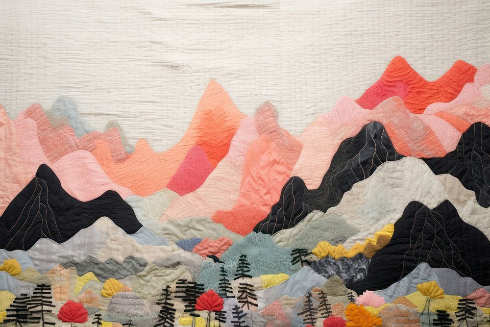 Spring mountain quilt landscape quilting.
