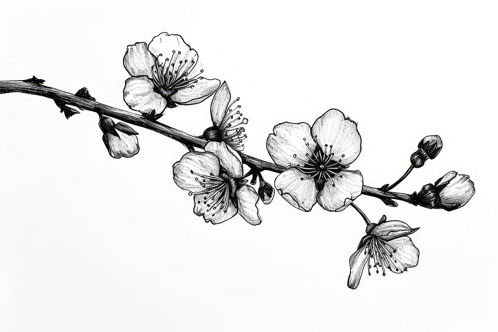 Blossom drawing flower sketch.
