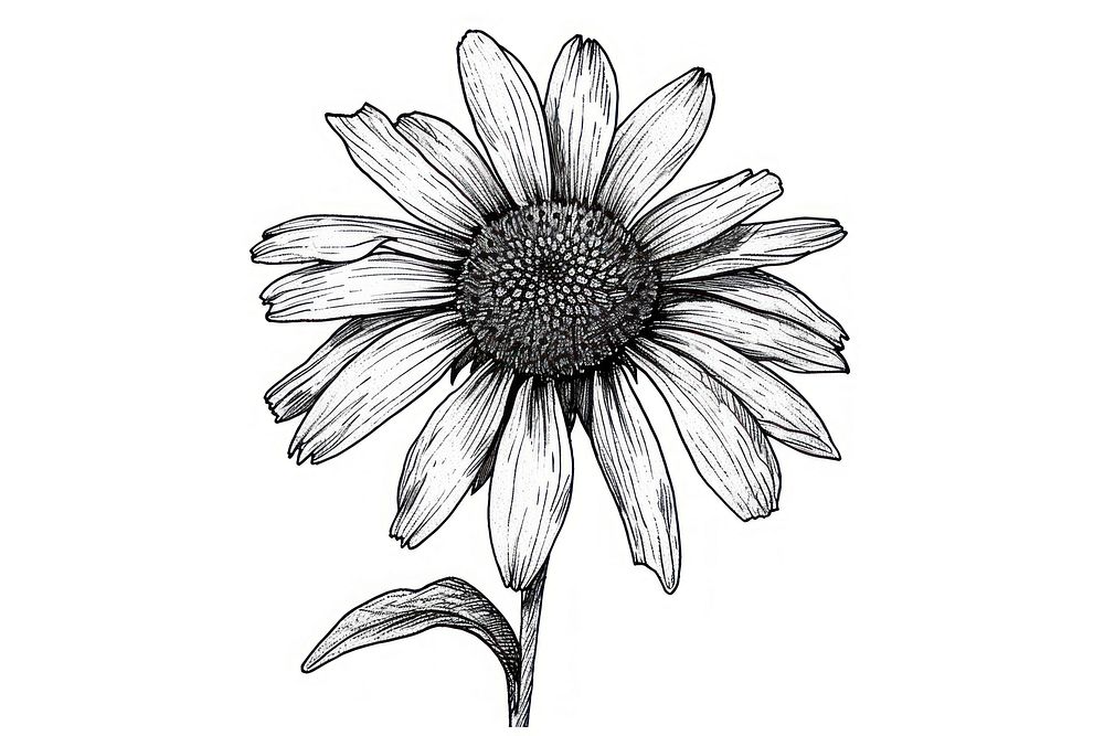 Daisy sunflower drawing sketch.