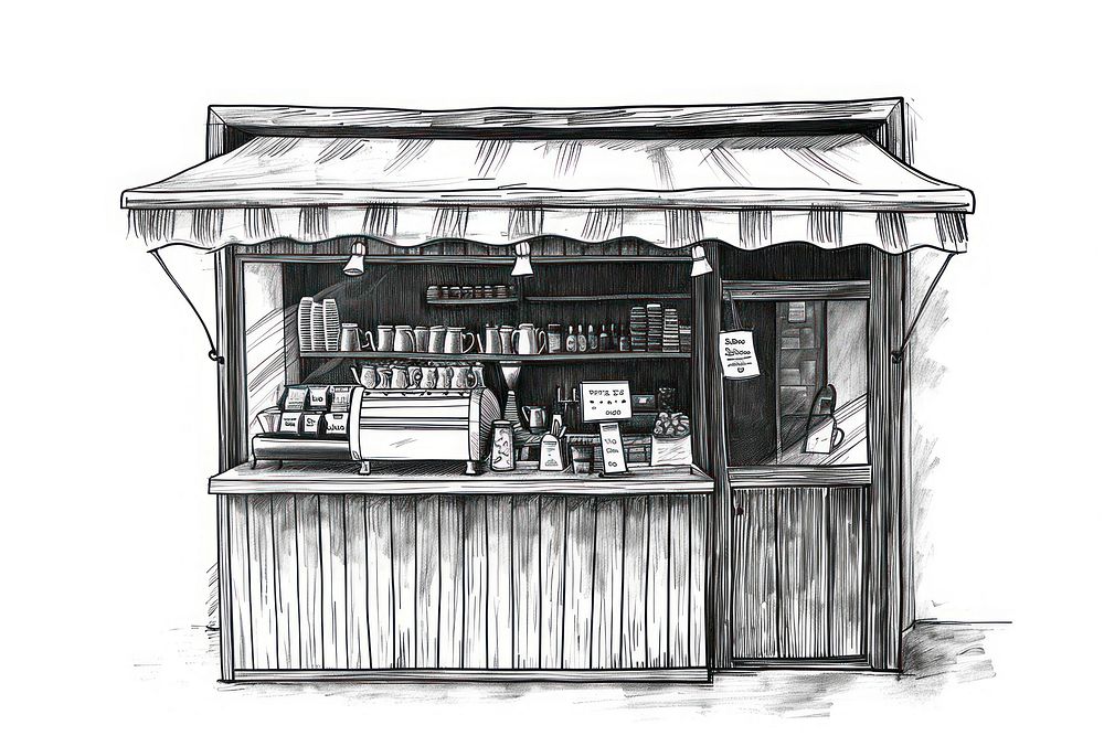 Drawing sketch kiosk shop.