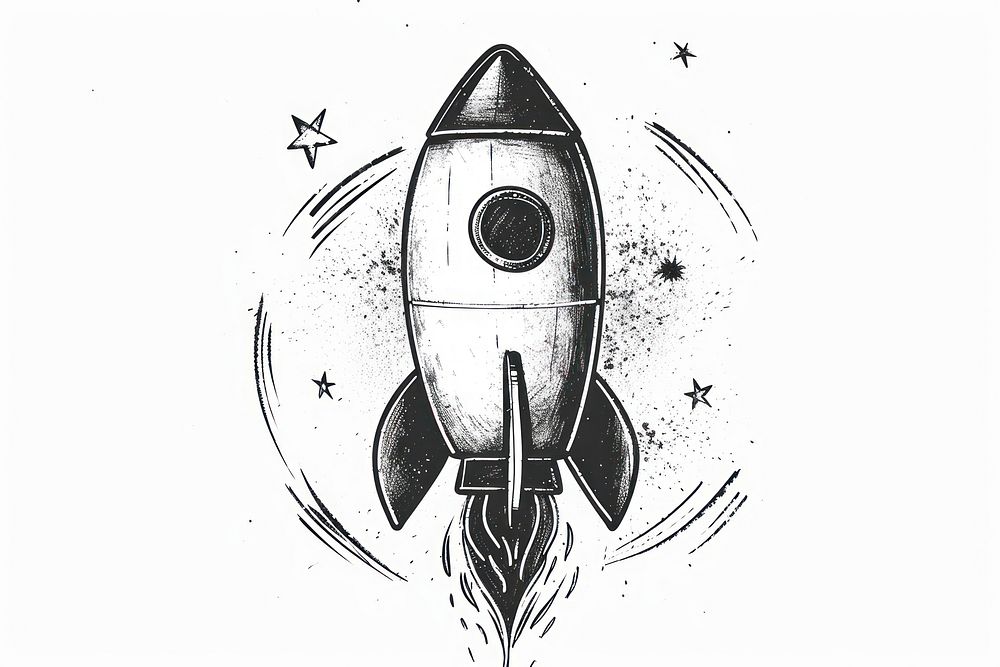 Drawing rocket sketch illustrated.