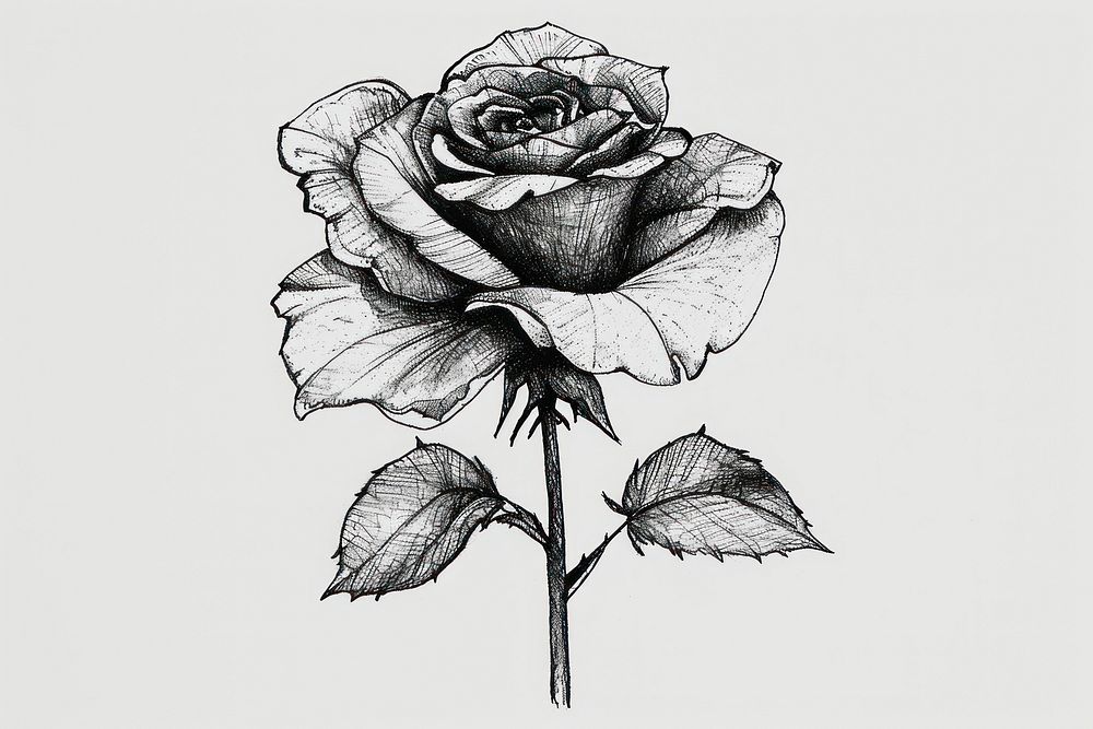 Drawing rose flower sketch.