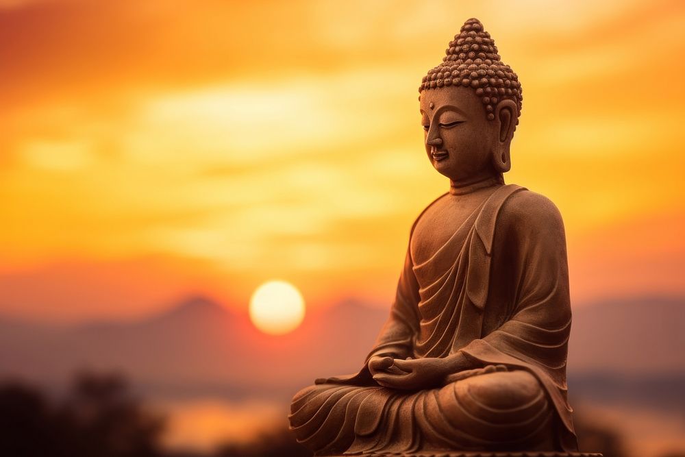 Buddha and sunset buddha representation spirituality.