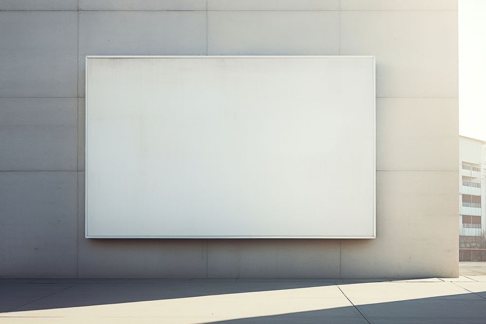 White empty billboard on a concrete wall architecture electronics rectangle. AI generated Image by rawpixel.