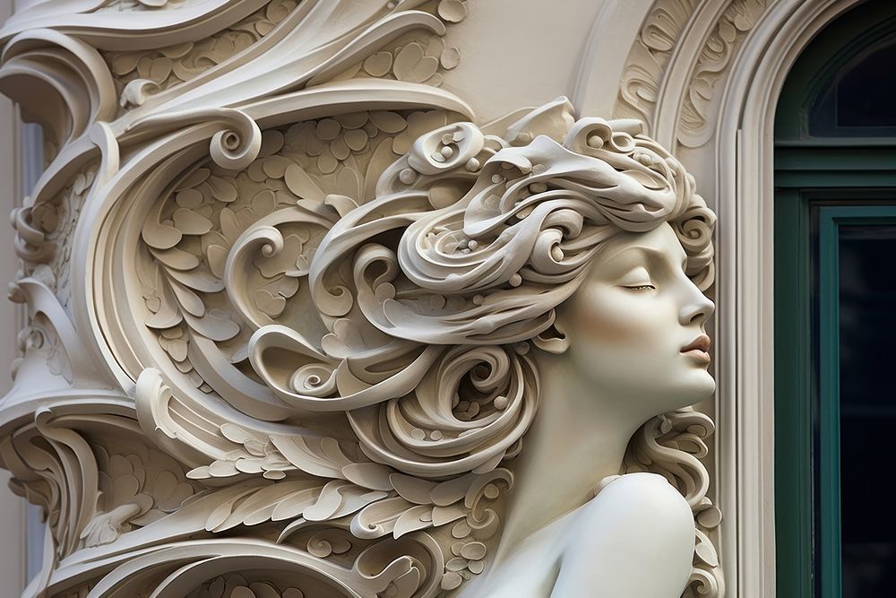 Art nouveau facade architecture sculpture building. AI generated Image by rawpixel.