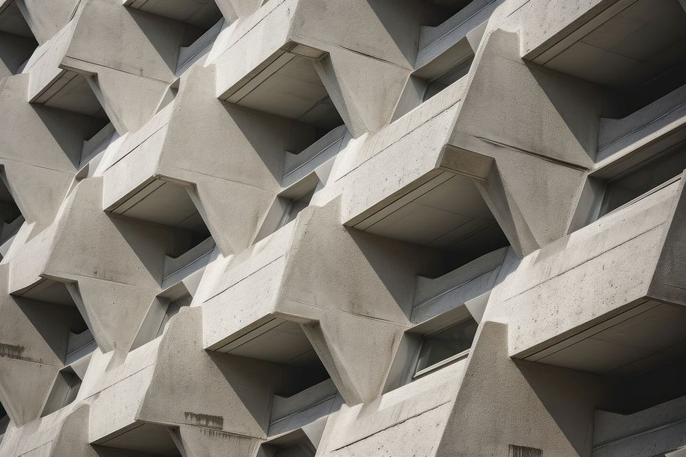Brutalist building facade architecture concrete wall. AI generated Image by rawpixel.
