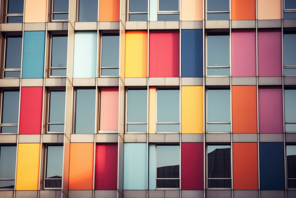 Colorful brutalist building facade architecture city backgrounds. AI generated Image by rawpixel.