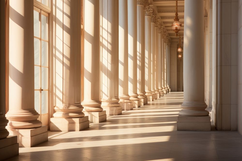 Classical building corridor architecture sunlight floor. 