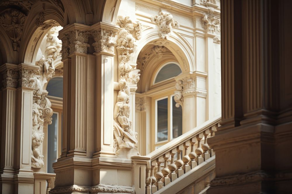 Classical building hall architecture staircase spirituality. AI generated Image by rawpixel.