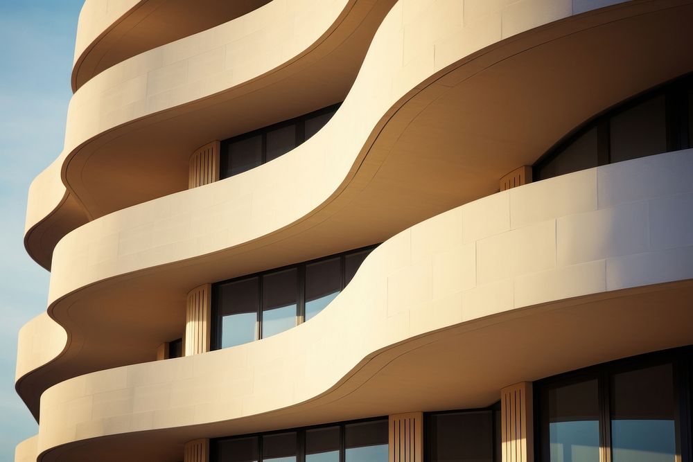 Curve contemporary building facade architecture city skyscraper. AI generated Image by rawpixel.