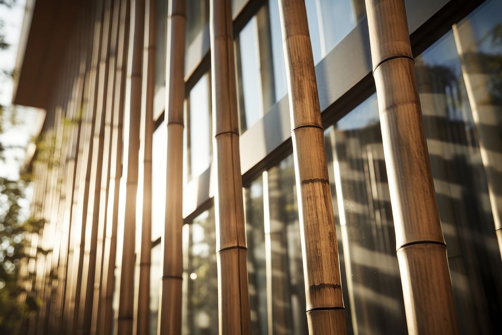 Bamboo architecture building sunlight. AI generated Image by rawpixel.