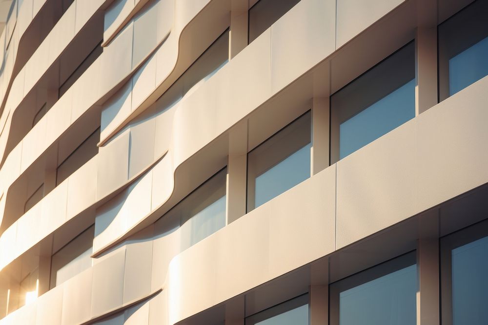 Post modern building facade architecture sunlight city. AI generated Image by rawpixel.