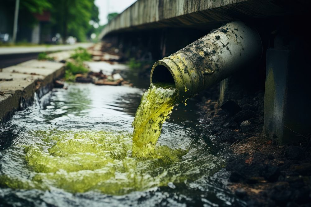 Pollution sewage river green. AI generated Image by rawpixel.