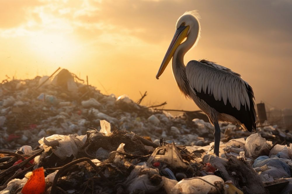 Pelican pollution outdoors animal. AI generated Image by rawpixel.