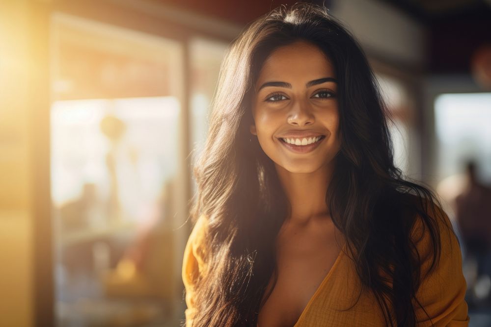 Indian women wearing casual clothes smiling sunlight smile adult. AI generated Image by rawpixel.