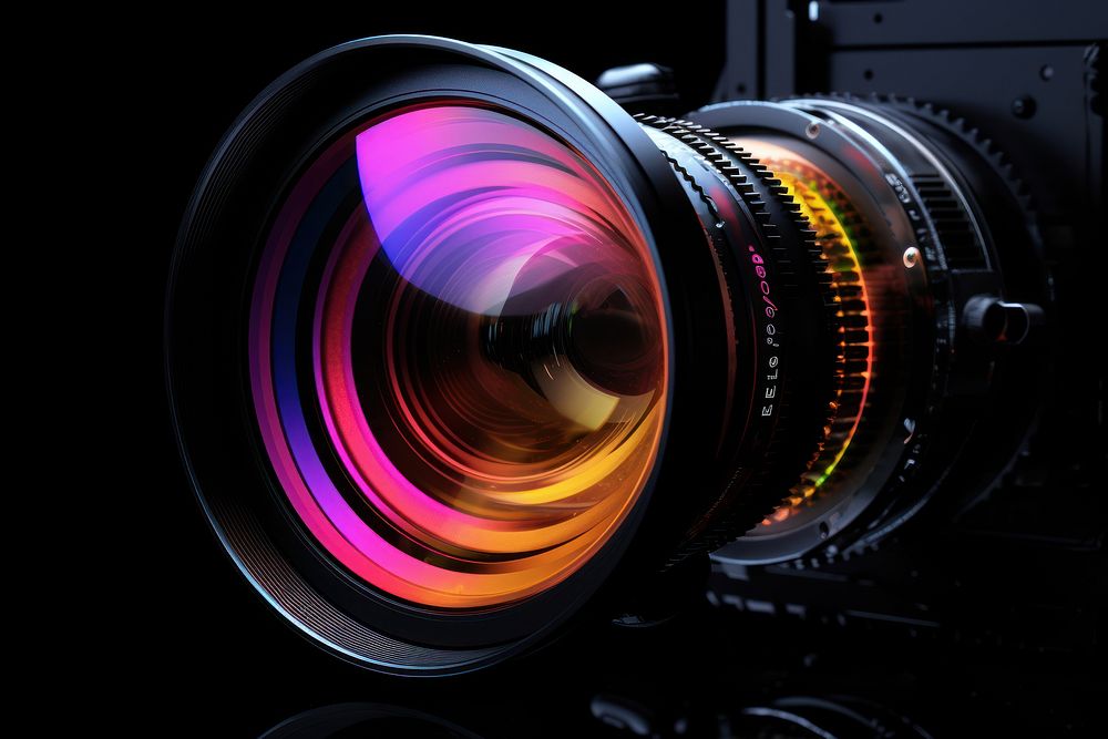 Movie camera lens black black background teleconverter. AI generated Image by rawpixel.