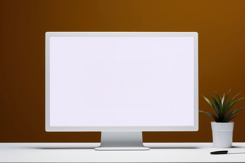 White blank computer   screen electronics television.