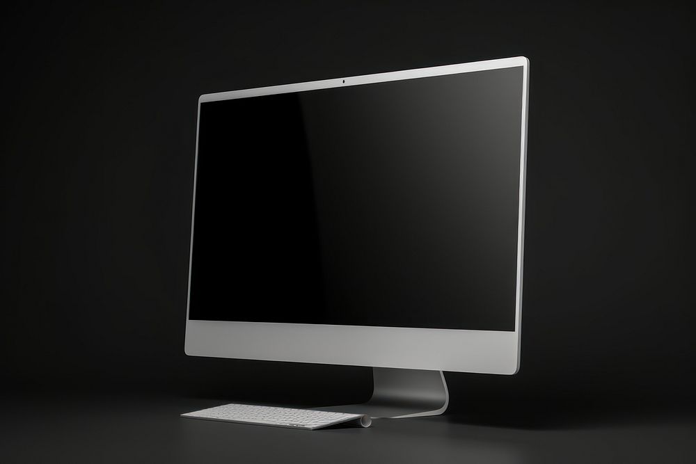 White blank computer   television screen electronics.