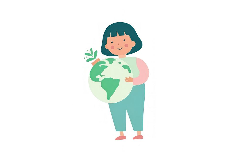 Smiling women holding earth cartoon cute technology. AI generated Image by rawpixel.