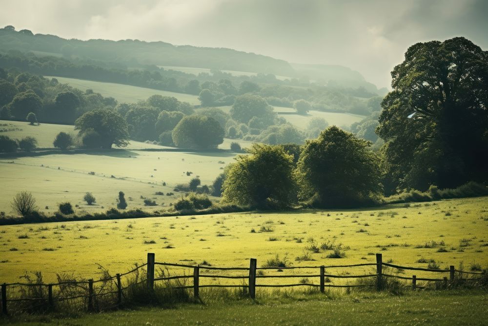 English countryside landscape grassland outdoors.