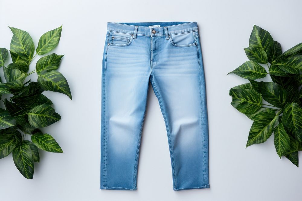 Denim pants jeans  plant leaf trousers.