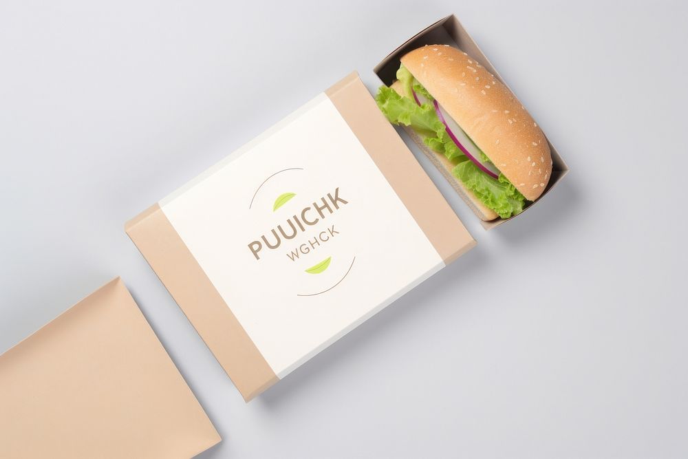 Sandwich box packaging  lunch paper food.